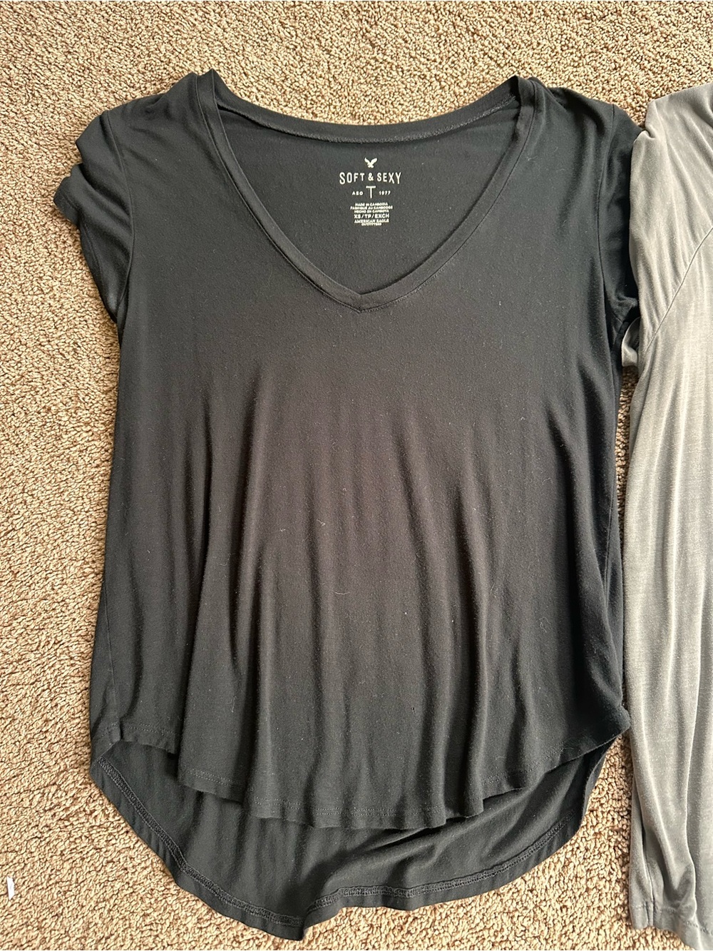 American Eagle Outfitters Soft & Sexy V-Neck Tee Duo - Black & Gray - Picture 2 of 5